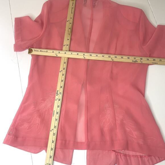 VTG Clara Sheer Embroidered Blouse Jacket Top w/ Rhinestone Clasp Old Money USA - Picture 6 of 7
